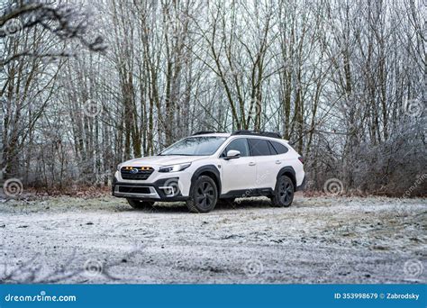White Subaru Outback SUV in Winter Forest Editorial Stock Image - Image of cold, modern: 353998679