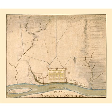 Historic City Map - Savannah Georgia - 1782 - 27.20 x 23 - Vintage Wal ...
