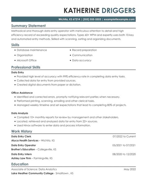 Image result for Data Entry Resume Look Like