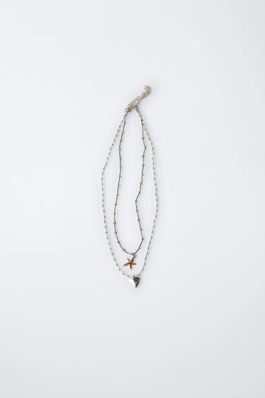 PACK OF TWO HEART AND STAR NECKLACES - Dark silver | ZARA India