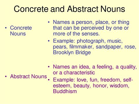 Concrete Nouns Vs Abstract Nouns