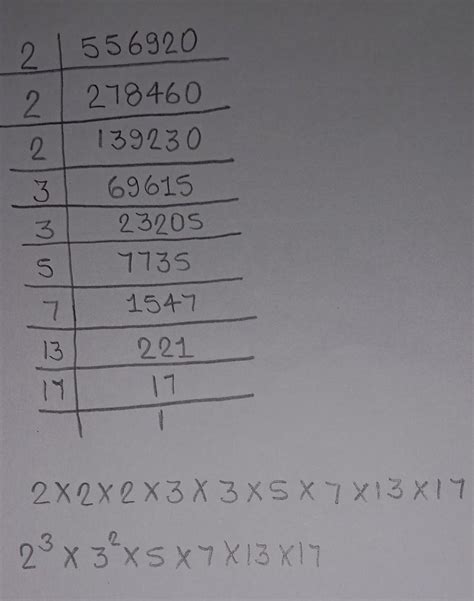 Determine the prime factorisation of the following numbers:- i) 556920 ...