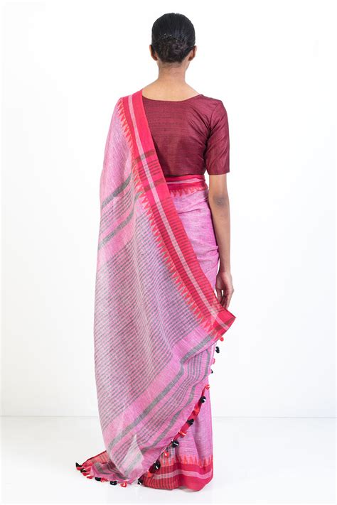 Pink Linen Day Saree – Via East