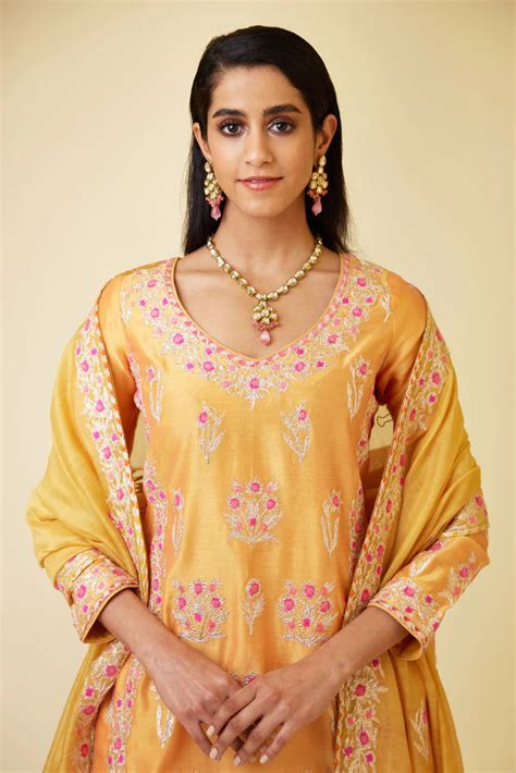 Saffron Orange Silk Sharara Set – Deval The Multi Designer Store
