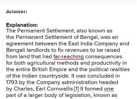 1. 2 made the permanent settlement by a regulation in 1793 is ...