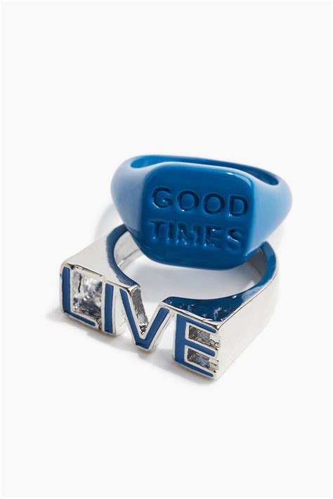 Men’s Silver-coloured/Live 2-pack rings | H&M IN