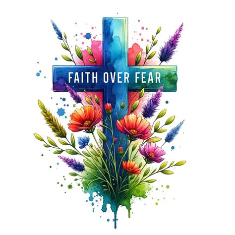 Faith Over Fear Christian SVG, Spring Wildflower Cross Clipart ...