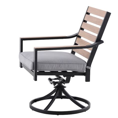allen + roth Fairway Oaks Set of 2 Black Steel Frame Swivel rocker ...