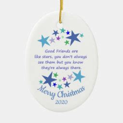 Custom Dated Christmas Good Friends Like Stars Ceramic Ornament | Zazzle