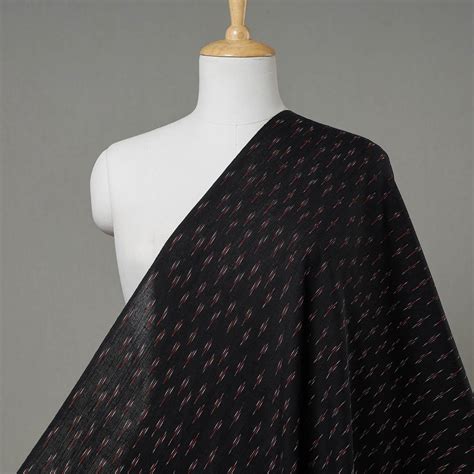 Black with Red Pochampally Ikat Cotton Fabric – iTokri आई.टोकरी