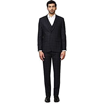 Buy Raymond Dark Blue Wool Blend Contemporary Fit Suit at Amazon.in