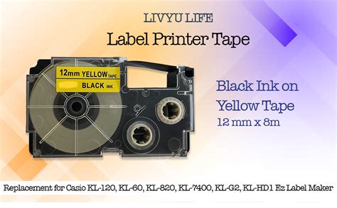 LIVYU LIFE 12mm Label Printer Tape Compatible Label Tape Replacement ...