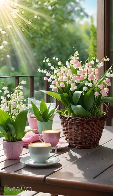 Beautiful Pink and White Flowers with Coffee