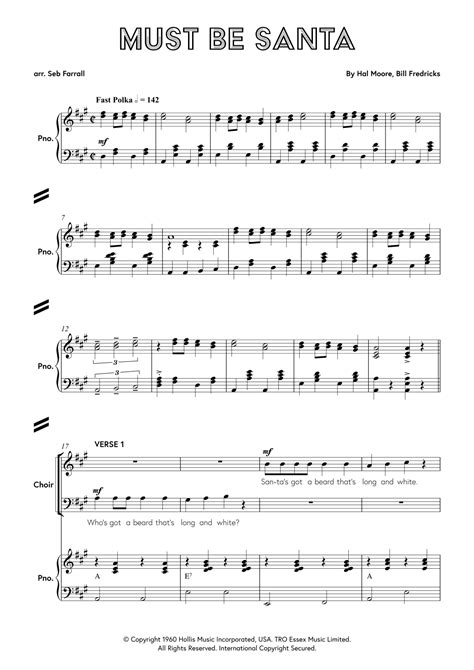 Must Be Santa (arr. Sebastian Farrall) by Bill Fredricks Sheet Music ...