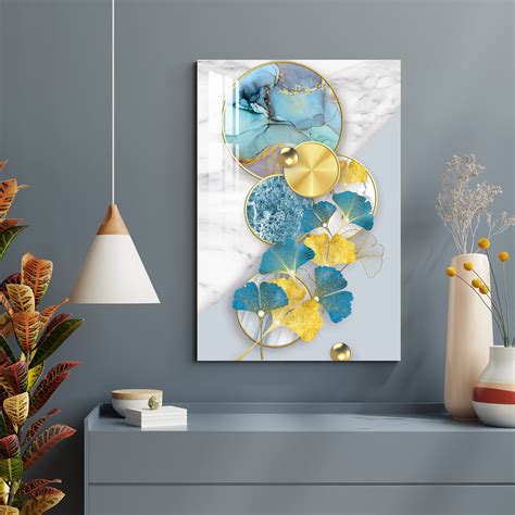Blue & Golden Crystal Finish Acrylic Wall Art - The Next Decor