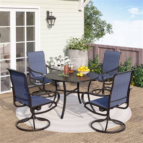 Amazon.com: PHI VILLA 5 Piece Patio Dining Set with 4 Outdoor Swivel ...