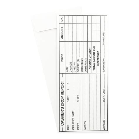 Cashier's Drop Report Envelope EZ465, 4 1/8" x 9 1/2", Sturdy 24lb ...