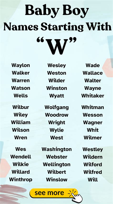 Wonderful Baby Boy Names Starting with W | Baby boy names, S baby girl ...
