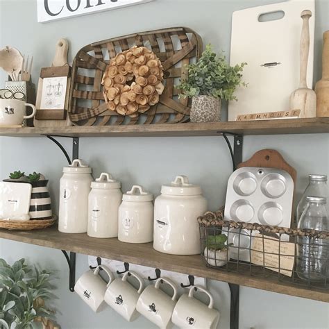Rae Dunn Display | Open Shelves | Kitchen Decor | Farmhouse Decor ...