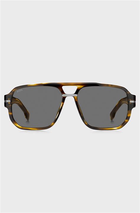 BOSS - Patterned-acetate sunglasses with silver-tone details - Brown