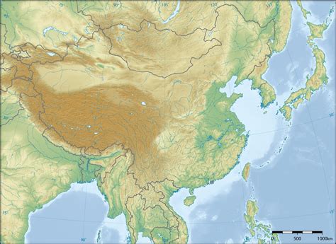 Geographical map of China: topography and physical features of China