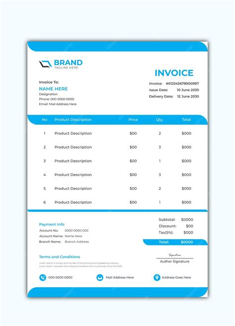 Simple Blue Invoice Excel 的图像结果