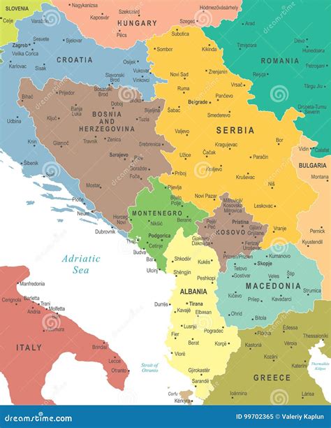 Central Balkan Map - Vector Illustration Stock Illustration - Illustration of cities, balkan ...