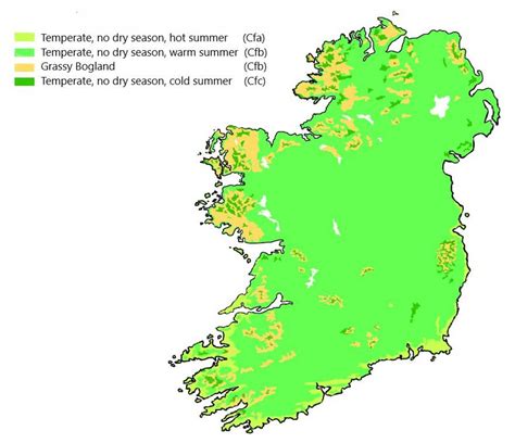 Geographical map of Ireland: topography and physical features of Ireland