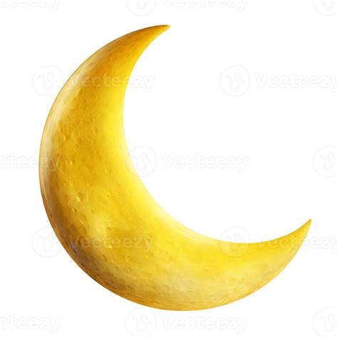 AI generated Luminous yellow crescent moon on a transparent background ...