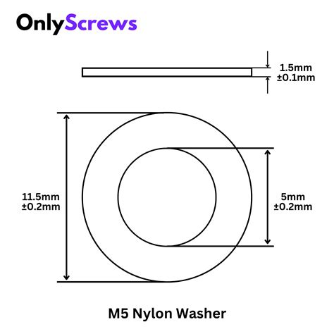 M5 Nylon Washer (ID: 5mm OD:11.5mm T:1.5mm) – OnlyScrews