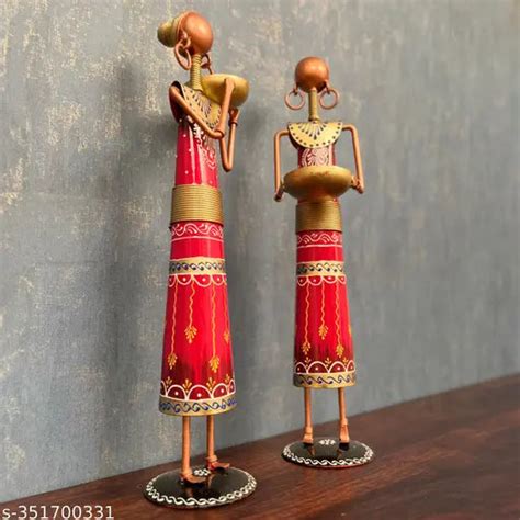 Metal Wrought Iron Tribal Lady showpieces Items Set Of 2 – KRAPHY