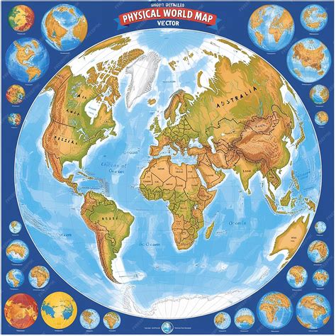 Detailed Physical World Map 的图像结果