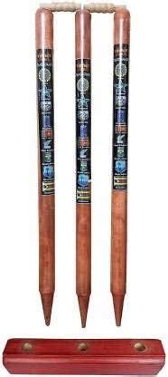 SanR Cricket Wooden Stump Set with Base,Wooden Wicket Set with Base ...