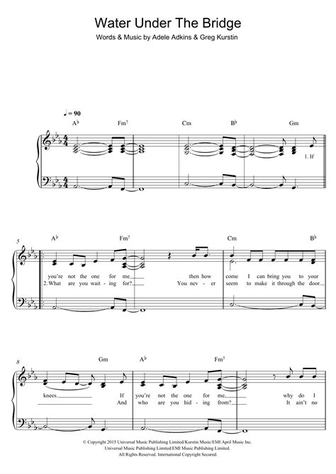 Water Under The Bridge by Adele Sheet Music for Easy Piano at Sheet Music Direct