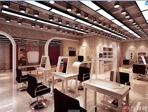 详细完整的理发店工装室内设计3d模型及效果图
