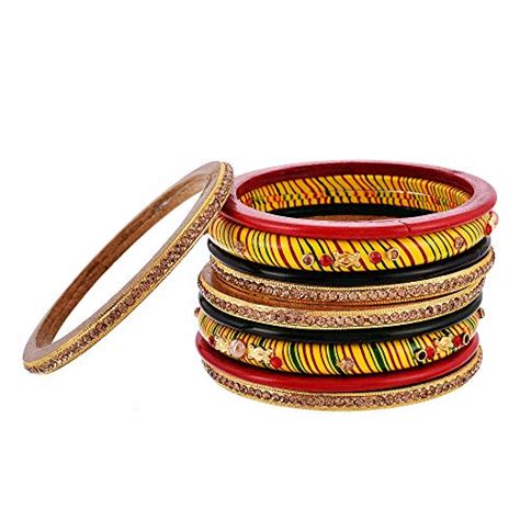 The Lakh Yellow Green Red lac Lehariya chura Set | Greeen Red suhag Set ...