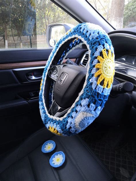 Sun and Moon Car Steering Wheel Cover,car Accessories,sunflower Steering Wheel Cover,cute ...