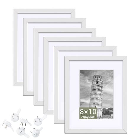 HappyHapi 8x10 Picture Frame Set of 6, 8x10 White Picture Frame Display ...