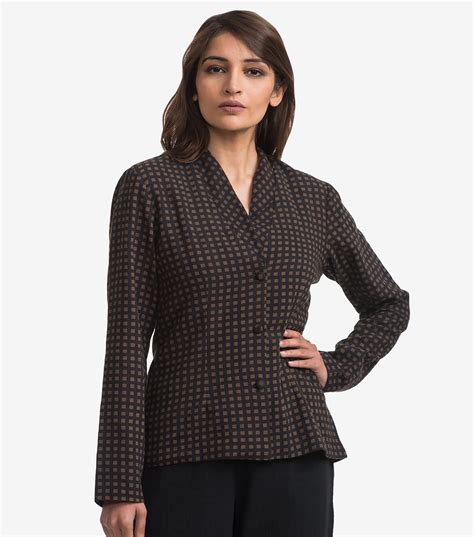 Black printed khadi jacket – Tulsi Online