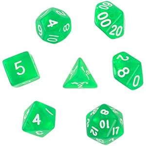 NYLSA 7Pcs Green D4 D6 D8 D10 D12 D20 Dice Set for Dungeons and Dragons ...
