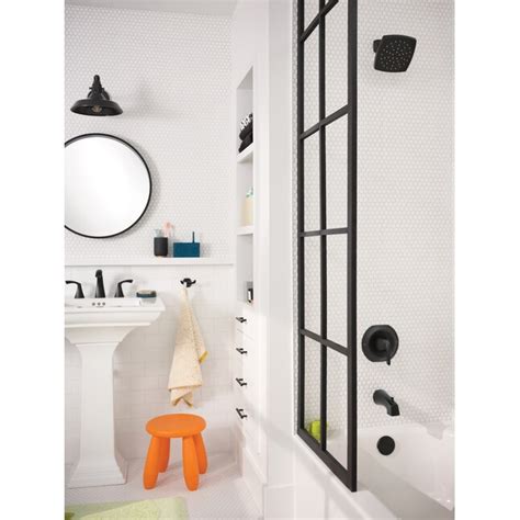 Moen Lindor Matte Black 1-handle Single Function Square Bathtub and ...