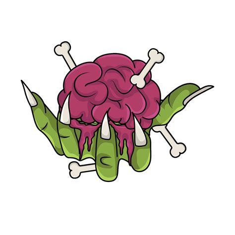 zombie brain in hand illustration 34525211 Vector Art at Vecteezy