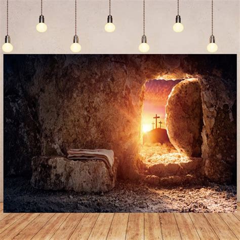 Leyiyi6x4ft Empty Tomb Backdrop Jesus Christ Holy Light Sunset Stone ...