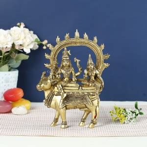 CraftVatika Brass Shiva Idol Hindu God Shiva Parvati Idol Sitting On ...