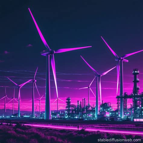 Wind Turbines vs Factories | Stable Diffusion Online
