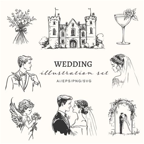 Elegant Wedding Illustration Bundle | Floral & Venue Graphics for ...