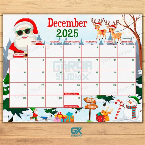 EDITABLE December 2025 Calendar, Fillable Christmas Planner, Monthly ...