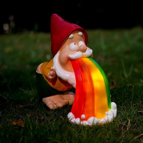 Buy UDDDSR Garden Gnome Statue, Gnome are Throwing up Rainbow in Your ...