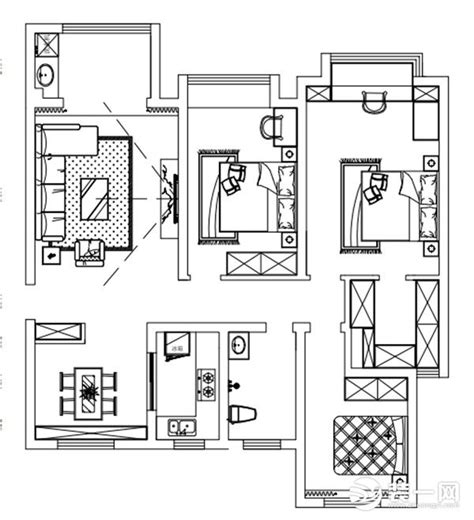 三室两厅二卫一厨的平面户型方案-家居美图_装一网装修效果图