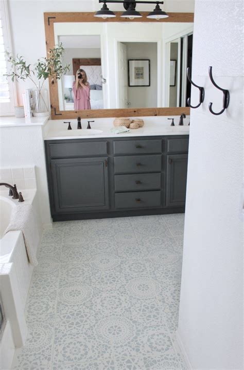 Stencil Tile Floor Update | Home DIY | Domestic Blonde | Stenciled tile ...